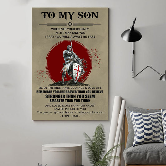 Knight Templar Poster - Dad To Son - Remember You Are Braver