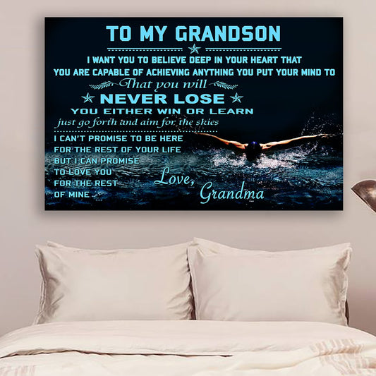 Lvl Swimming Poster - To My Grandson - Never Lose