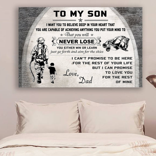 Lvl Firefighter Poster - Dad To Son - Never Lose