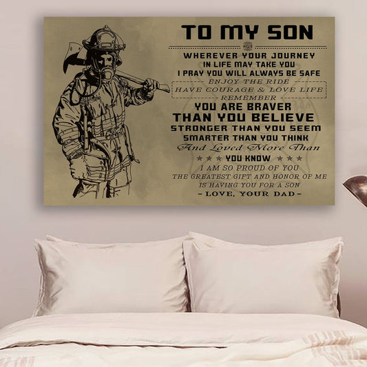 Lvl Firefighter Poster - To My Son - You Are Braver