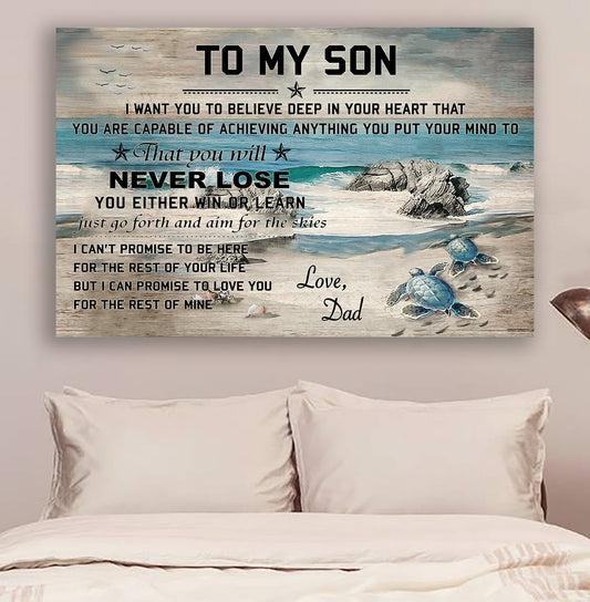 Lhd Turtle Poster - Dad To Son - Never Lose Blue